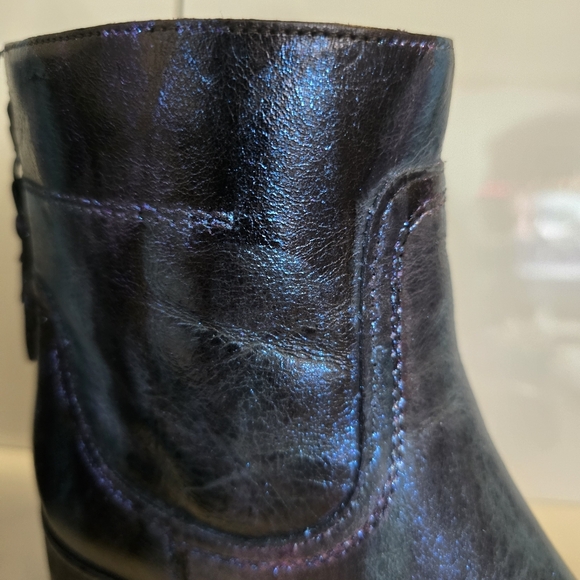 HANDCRAFTED Upcycled Leather Ankle Boots HANDPAINTED Steampunk Booties Size 7 - Picture 5 of 17